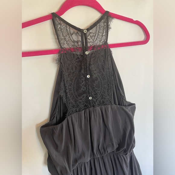 Lace Back Charcoal Dress - Picture 2 of 4